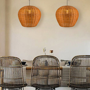 Lampadario Artigianale in Rattan, Lampada <span class=keywords><strong>a</strong></span> Sospensione in Vimini Intrecciato Stile Europeo, Lampada Pendente in Rattan Marrone per Casa, Hotel, Ristorante - Product Image 4