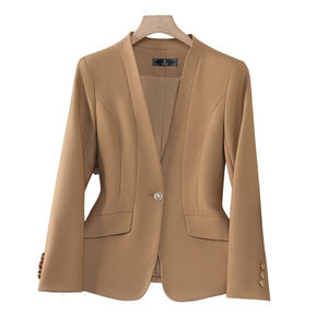 Women's Blazer Pink Slim Fit Single Button Solid Color Casual Short Style For Petite Women - Product Image 5