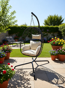 เก้าอี้หวายทรงไข่แบบแขวน พับได้ พกพาสะดวก สำหรับใช้ในร่มและกลางแจ้ง ดีไซน์หรูหราทันสมัย พร้อมเบาะรองนั่ง ขายดี - Product Image 4