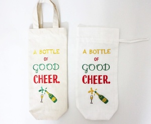 Bolso de lino para vino, bolsa de mano bordada personalizada, 100% - Product Image 2