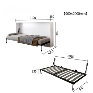 <span class=keywords><strong>Lit</strong></span> mural pliable simple pour chambre à coucher, bureau, enfants, gain de place, <span class=keywords><strong>lit</strong></span> mural pliable de taille double, mécanisme de <span class=keywords><strong>lit</strong></span> mural caché avec kit de quincaillerie - Product Image 6