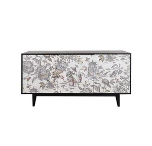 Buffet de salle à manger français médiéval en bois laqué, peint à la main, avec un élégant assortiment de couleurs noir et <span class=keywords><strong>blanc</strong></span> - Product Image 6