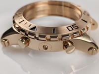 C250112 39*48MM Boîtier et lunette luxueux en acier inoxydable 316L plaqué or rose avec chiffres gravés
