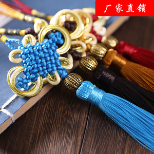 Pendentif de téléphone de voiture en polyester avec nœud chinois et pompon perlé, cadeau tissé du Zhejiang - Product Image 4
