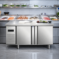 Table de préparation réfrigérée commerciale en acier inoxydable 304, réfrigérateur sous comptoir à deux portes avec contrôle numérique pour restaurant