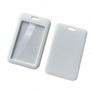Porte-badge vertical en plastique rigide avec logo personnalisé, étui de protection pour badge à ouverture coulissante - Product Image 3