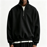 Sweat-shirt personnalisé en coton épais 400 g/m² à col zippé pour homme, coupe oversize avec épaules tombantes, pull d'hiver en molleton zippé pour homme