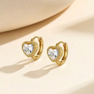 Pendientes de Acero Inoxidable 304 con Forma de Corazón, Chapados en Rodio y Oro, con Circonita, para Mujer, Regalo Romántico para Fiesta - Product Image 5