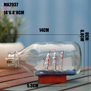Barco de vela de 11cm y 14cm en botella, miniaturas, figuritas de <span class=keywords><strong>cristal</strong></span> de jardín de hadas, botella de deriva, accesorios de decoración del hogar de escritorio DIY - Product Image 4
