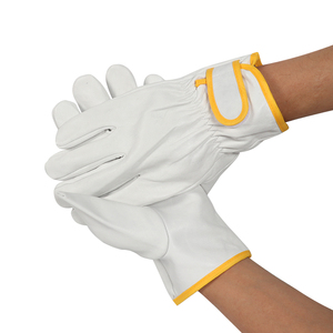Guante de trabajo para conductor banda elástica logotipo personalizado abierto lado cálido invierno alta calidad piel de oveja blanca - Product Image 1