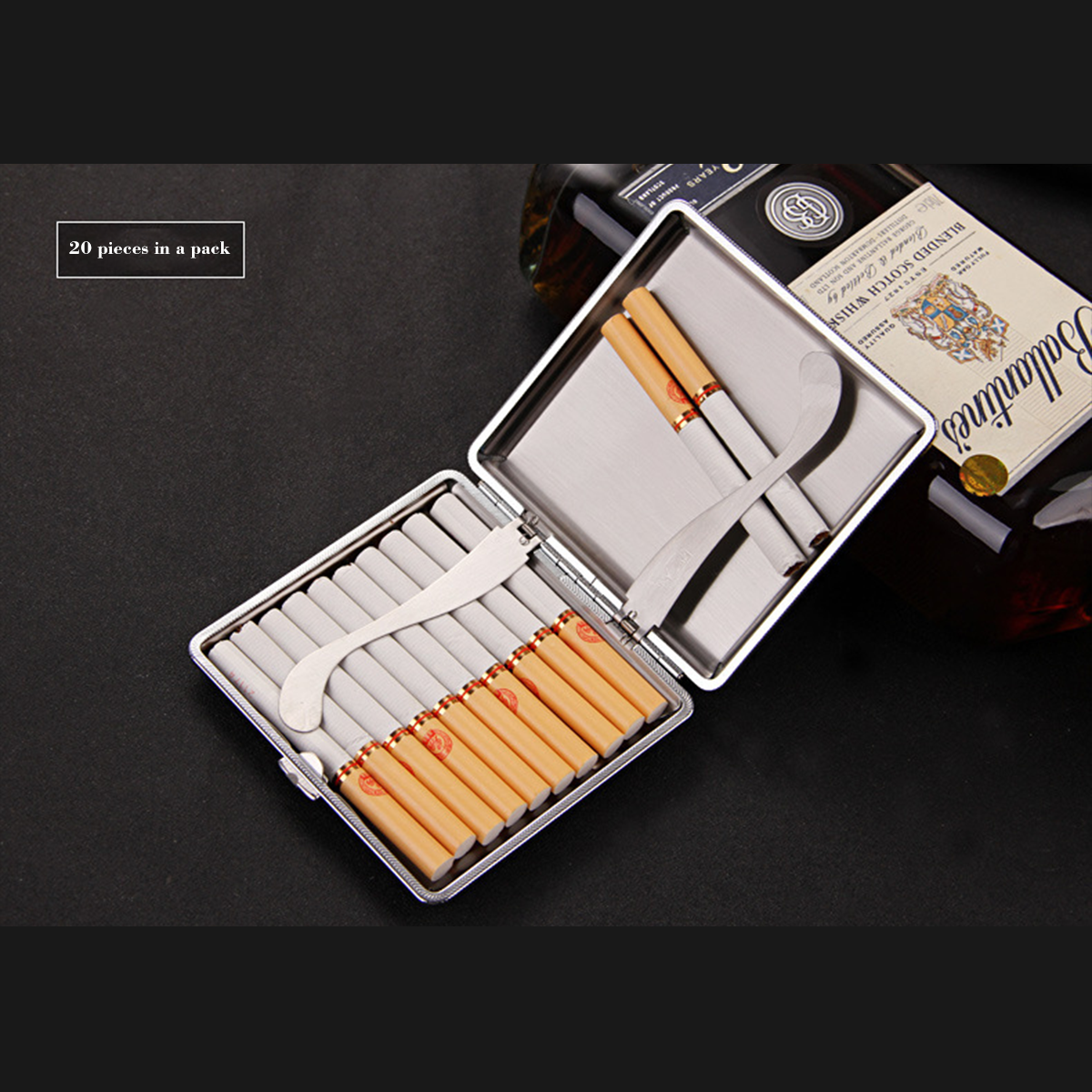 stylish cigarette case tlhaoa Leather Surface Metal Box for 20 Cigarettes Cigarette Box for Men and Women Ideal Gift for Smoker 2 Boxes 84mm Regular Size(Black + Brown) : Health & Household Get one! Discover HORIZON Stylish Leather Cigarette