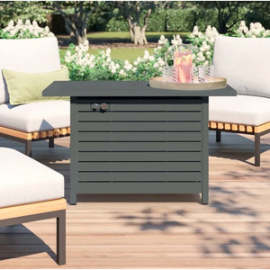 Mesa de Acero Gris Moderna para Fogatas, 25 H x 42 W, con Tapa, para Jardín, Calefacción Exterior, Patio, Camping, Diseño Elegante - Product Image 3