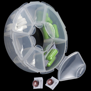 Six Compartment Transparent Portable Pillbox With Cover For Travel Medicine <b>Storage</b> - Product Image 4