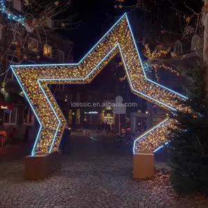 3D outdoor LED Christmas arch of five star for shopping malls commercial grade holiday displays