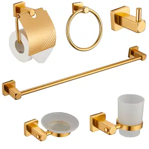 Aluminum High Quality Bathroom Accessories Set Bathroom Hardware Hotel Modern Towel Rack/Ring Toilet Paper Holder