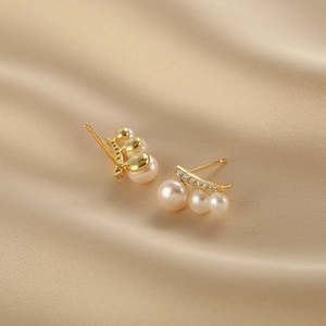 Pendientes de Perlas de Agua Dulce Naturales para Mujer WENCHI, Diseño Elegante para un Look Lujoso - Product Image 3