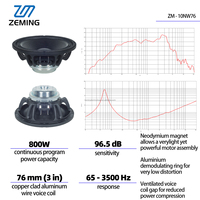 Haut-parleur de graves 10 pouces 800W haute puissance en néodyme pour sonorisation extérieure, bars et fêtes, 96,5 dB