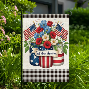 Nueva Bandera Patriótica <span class=keywords><strong>de</strong></span> Jardín 2026, Bandera Americana con Diseño Floral <span class=keywords><strong>de</strong></span> Tarro Mason, Bandera <span class=keywords><strong>de</strong></span> Yute <span class=keywords><strong>de</strong></span> Doble Cara para Decoración <span class=keywords><strong>de</strong></span> Jardín y Hogar - Product Image 3