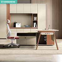 Bureau de direction moderne de luxe en mélamine avec armoire de rangement intégrée et finition anti-rayures pour usage commercial