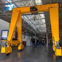Grue portique mobile à poutre simple à roues sur pneus électriques 5, 10, 15, 20 tonnes pour atelier et extérieur