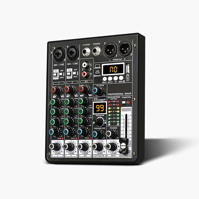 Bekboes X-4 Phone Live Broadcast Sound Card Home Music Production 12V 4 Channels Mini Audio Mixer