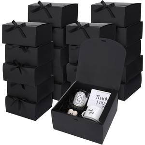Cajas de Regalo Negras Personalizadas con Cinta, Cajas de Empaque de Lujo con Logotipo Personalizado, Regalos al por Mayor, Empaque de Regalo de Papel Impreso OEM/ODM - Product Image 1