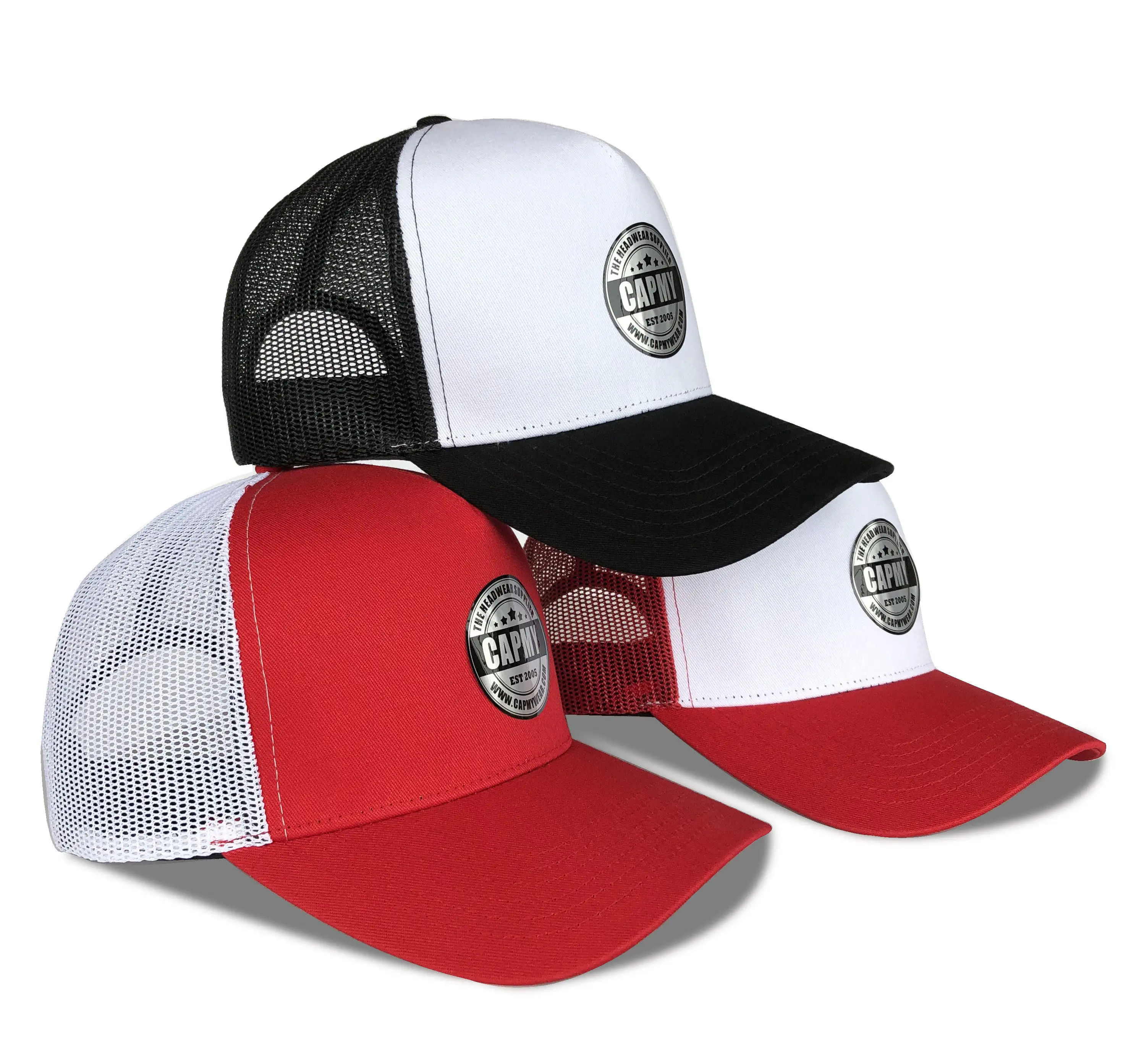 Anpassen Polyester Mesh Trucker Cap Hut Fabrik preis Sommer Männer Grau Two Tone Baseball Cap 5 Panel Mesh Caps Trucker Hut