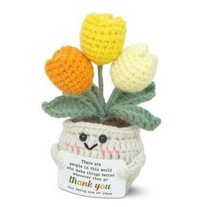 Christmas Thank You Gifts Positive Tulip Flowers Emotional Support Crochet Sunflower Knitted Flower Appreciation Retirement Gift - Product Image 1