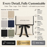 Pochette en toile de coton sergé personnalisée avec logo imprimé et nœud, pour vêtements de luxe, emballage de cheveux, pochette anti-poussière en mousseline