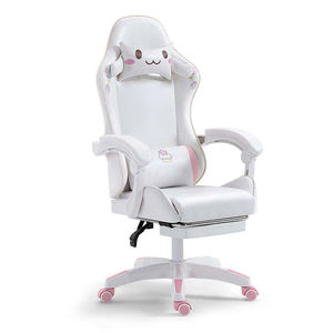 WSX008 Großhandel Beliebte Gamer Komfortable Mädchen rosa Weiß Gaming Computer <span class=keywords><strong>Massage</strong></span> Renn stuhl Spiels tühle - Product Image 4
