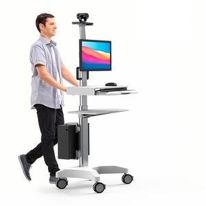 Chiều cao có thể điều chỉnh bệnh viện máy tính di động giỏ hàng Màn hình y tế giỏ hàng telemedicine thiết bị đầu cuối - Product Image 3