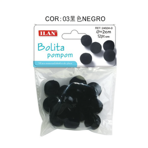 ILAN Bolita Pompom 2.0 Cm Nero Lana per Artigianato - Product Image 2