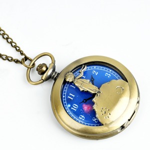 Vintage Bronze Petit Prince <span class=keywords><strong>Montre</strong></span> De Poche Style Rétro Galaxy Cadran En Acier Inoxydable Quartz Unisexe Collier Chaîne <span class=keywords><strong>pour</strong></span> Femmes/Hommes - Product Image 5