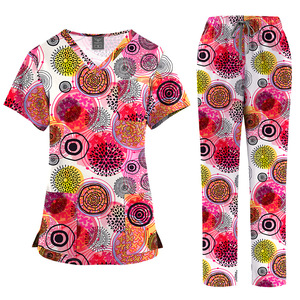 Custom Printed Dental <strong>Scrub</strong> <strong>Top</strong> Uniforms Sets Yoga Pants OEM Fashion High Quality Cotton <strong>Scrubs</strong> Uniforms Sets Manufacturer - Product Image 3