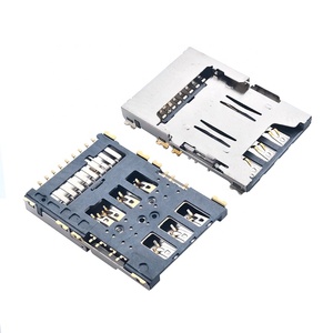 Thiết kế mới <span class=keywords><strong>2</strong></span> trong <span class=keywords><strong>1</strong></span> Micro SD + Nano <span class=keywords><strong>Sim</strong></span> kết nối đẩy kéo Loại ổ cắm cho đầu đọc thẻ di động POS đa thẻ Bộ chuyển đổi thẻ - Product Image 1