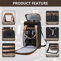 Sac isotherme tactique pour deux bouteilles de vin avec compartiment sécurisé, sac isotherme portable pour le voyage et les pique-niques