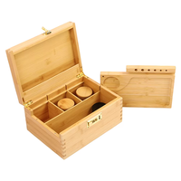 Luxe Grand Naturel Logo Personnalisé Bambou Bois Fumeurs Accessoires Coulissant Plateau Roulant Verrouillage Intelligent Organisateur De Stockage Boîte De Rangement