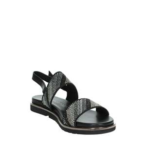 Sandalias planas para mujer Marco Tozzi 2-28403-42 Powder Black con tiras y pedrería para uso casual - Product Image 5