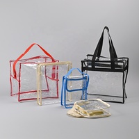 Conception personnalisée grande capacité écologique clair voyage rond baril cordon pvc sac cosmétique cylindre transparent trousse de maquillage
