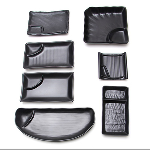 Assiettes à sushi rectangulaires en mélamine noire personnalisées pour la maison et les restaurants, avec soucoupe, <span class=keywords><strong>vaisselle</strong></span> de fête durable et lourde - Product Image 6