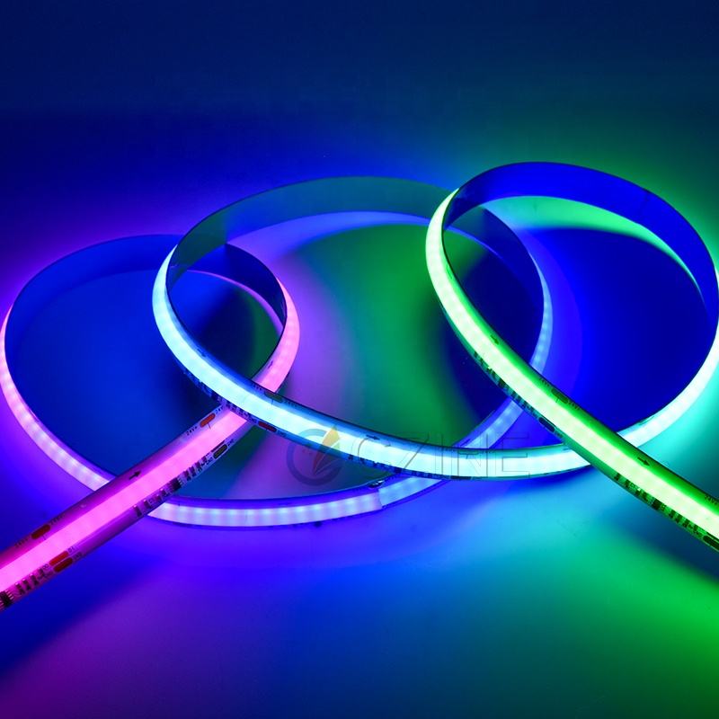 12V 24V 10mm 620NM 525NM 460NM Ws2811 SPI Control Full Color RGBIC 720leds/m Addressable Flexible Smart Cob Led Strip