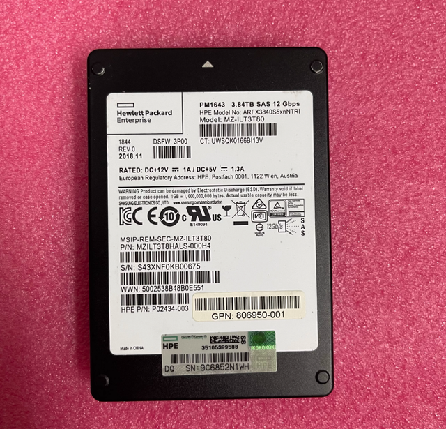 P08726-001 P02434-003 HPE 3PAR 3.84TB 12G SAS SSD for HPE 3PAR Storage Server