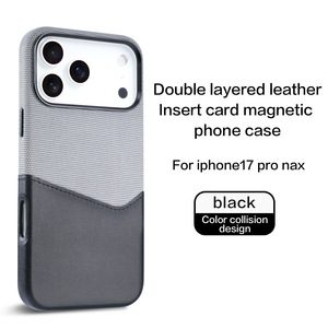 Funda de teléfono con tarjetero de dos colores de cuero de lujo, magnética, a prueba de golpes, duradera, anticaída para <span class=keywords><strong>iPhone</strong></span> 17pro, nuevas fundas para teléfonos móviles - Product Image 6