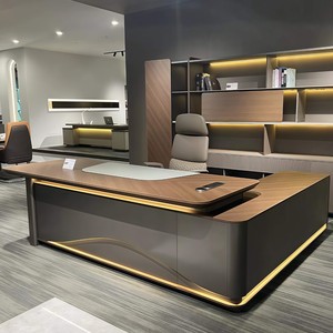 Mobilier moderne de bureau en bois convertible de luxe Table de travail pour directeur de patron Design élégant Style pour le grand patron - Product Image 2