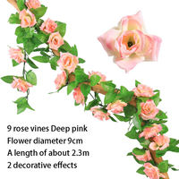 Guirlande de roses artificielles suspendues pour décoration murale, fausses plantes en rotin, feuilles, guirlande romantique pour mariage et décoration intérieure
