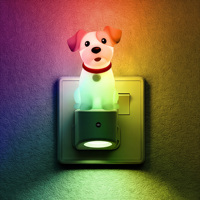 Veilleuse LOHAS Mignonne en forme de chiot, à brancher, avec capteur crépusculaire, changement de couleur RGB, intensité variable, veilleuses RGB Schnauzer pour chambre à coucher