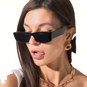 Gafas de Sol Rectangulares de Moda 2021 con Logotipo Personalizado, Gafas de Sol Cuadradas Pequeñas con Protección UV400 para Mujer - Product Image 2