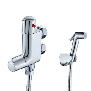 Juego de Pistola de Limpieza para Inodoro de Temperatura Constante, Totalmente en Cobre, Estilo Moderno y Simple, Montado en la Pared, con Agua Caliente y Fría Ajustable, Limpiador de Bidé - Product Image 2