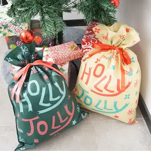 Partito Fornitore Non Tessuto Con Coulisse Vacanze Di Natale di Holly Jolly Santa Personalizzato Sacchetto del Regalo