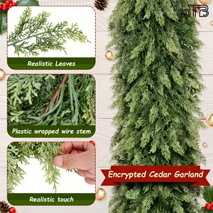 Guirlande artificielle Weida en cèdre et cyprès 886, décoration de Noël pour la maison, en rotin et aiguilles de pin, pour cheminée et manteau de cheminée - Product Image 3